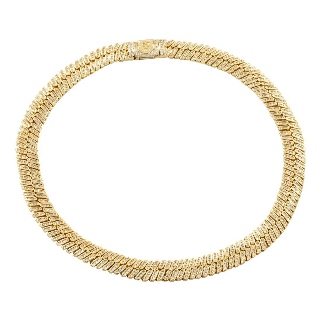 King Ice 12mm Iced Herringbone Chain - Gold - GOLD